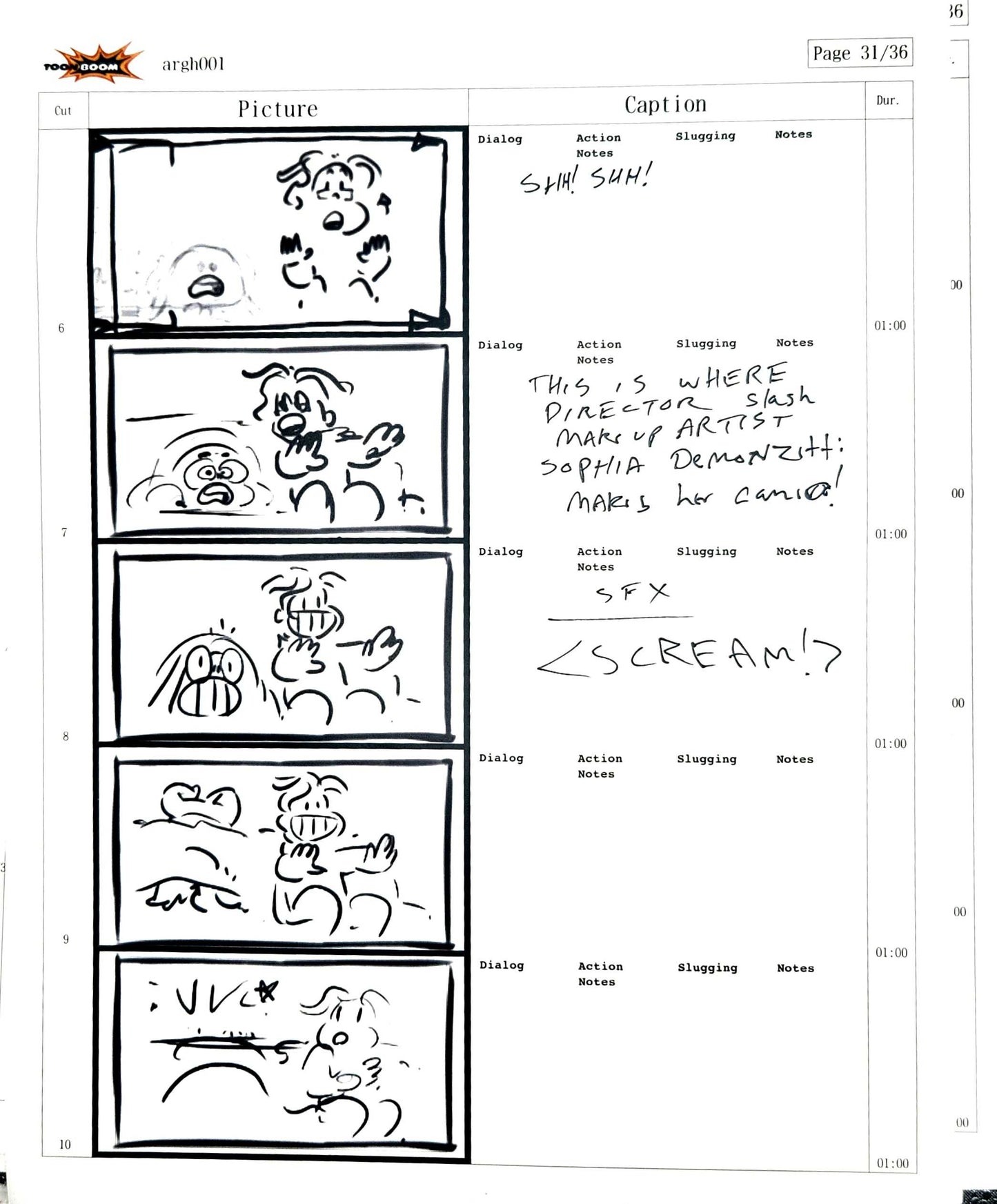 Beach City Horror Club - 9 Page Set - Storyboard Comic/Thumbnails w/Writing