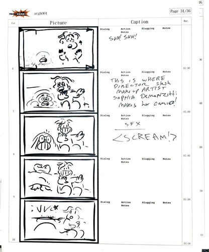 Beach City Horror Club - 9 Page Set - Storyboard Comic/Thumbnails w/Writing