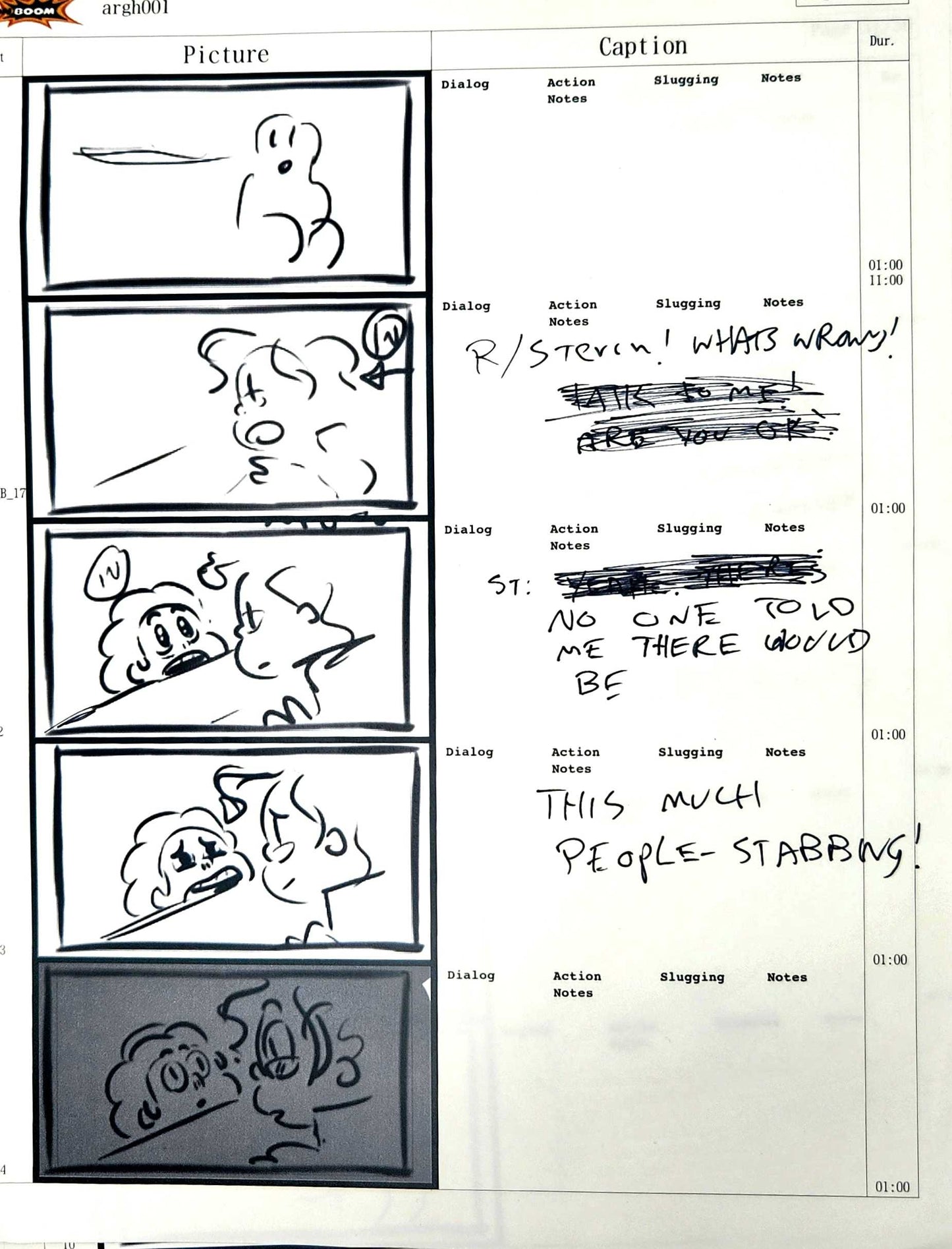 Beach City Horror Club - 9 Page Set - Storyboard Comic/Thumbnails w/Writing