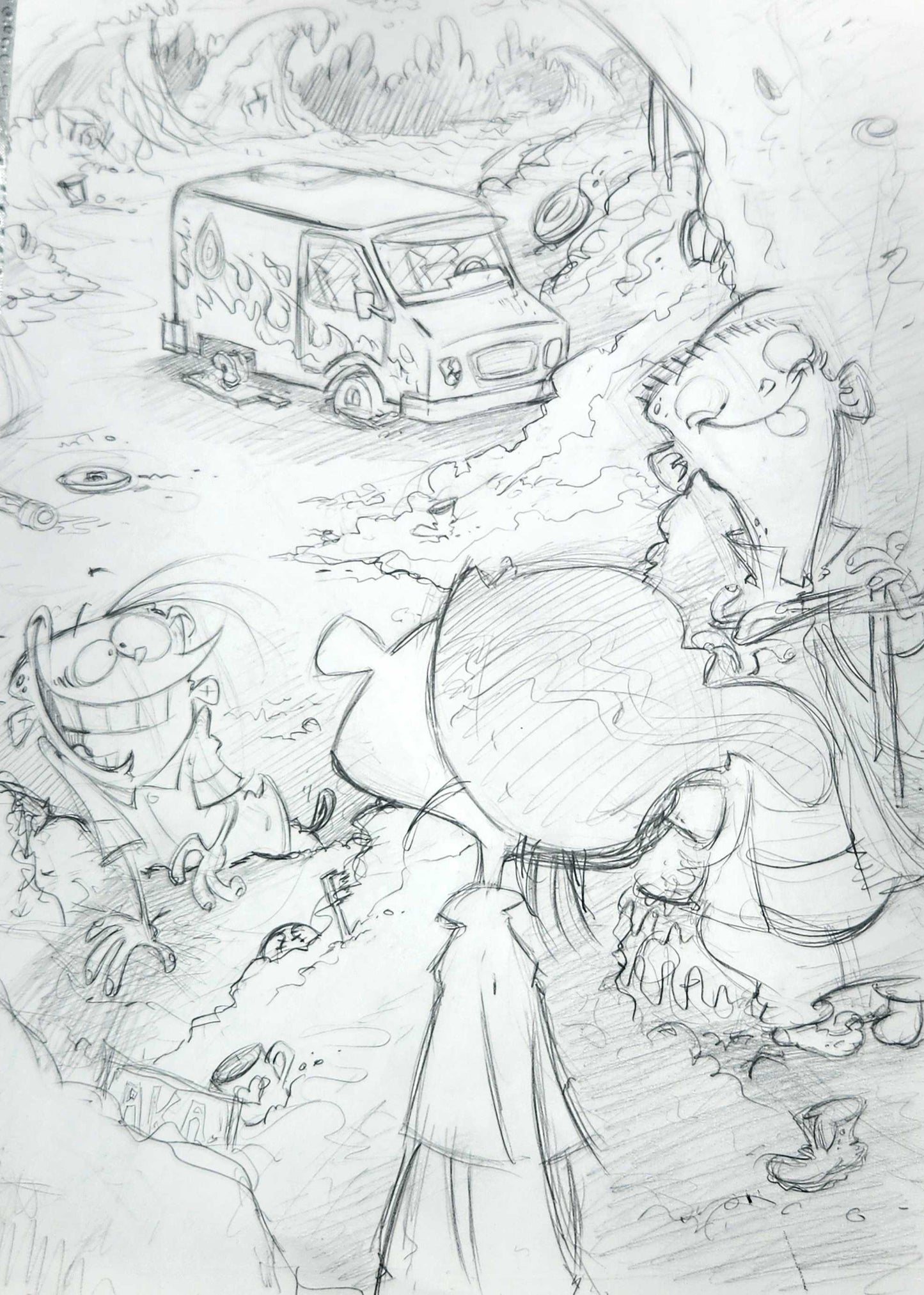 Ed Edd n Eddy: "Junkyard" Graphite Drawing
