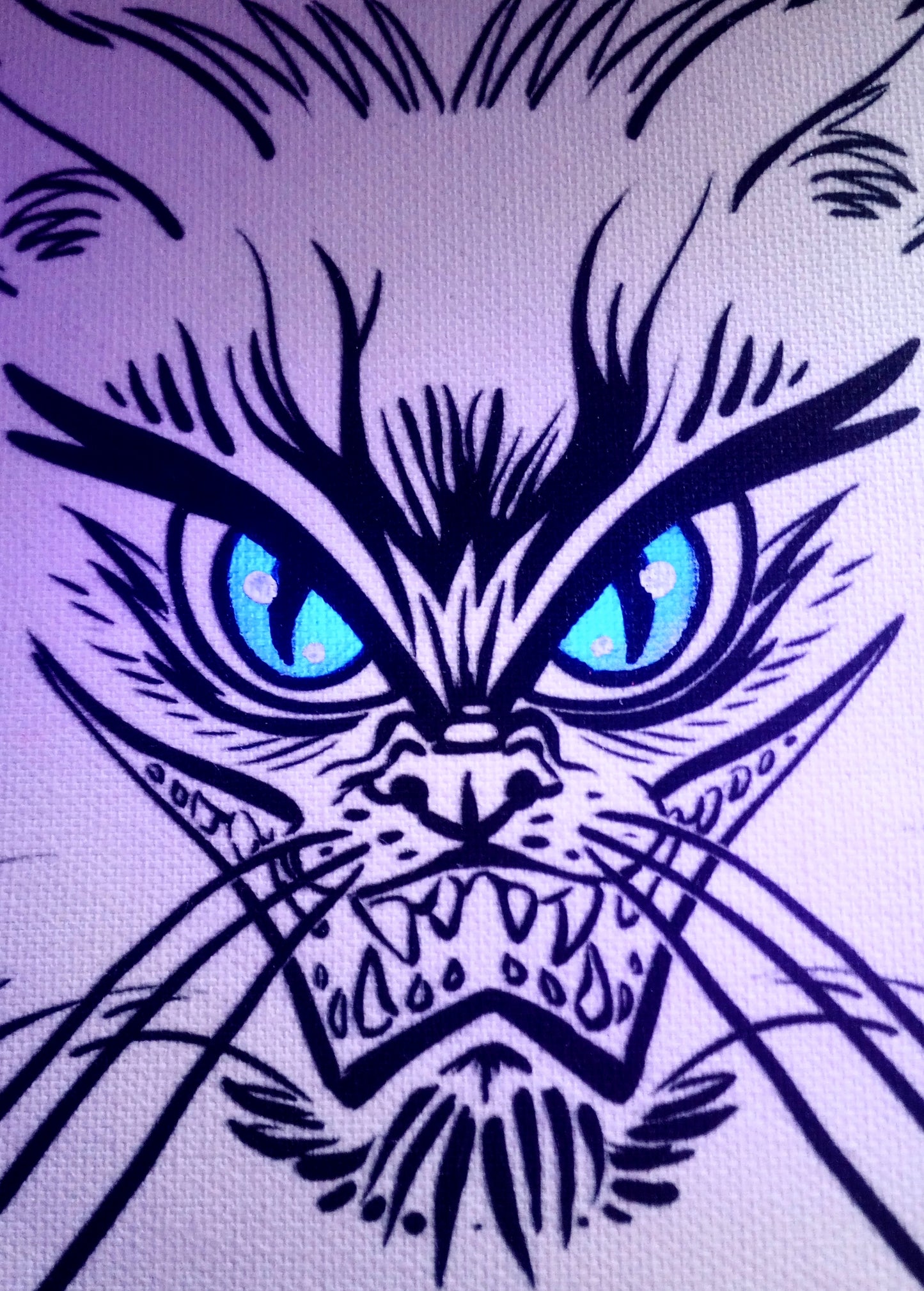 💎 OOAK "Devil Cat w/Glowing Eyes" UV-Reactive Canvas Prints 💎