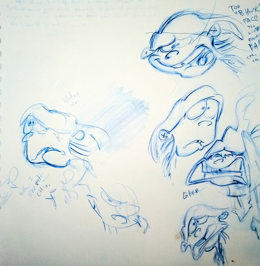 EEnE "Blue Dee Faces" Fistful of Ed - Colored Pencil Sketches