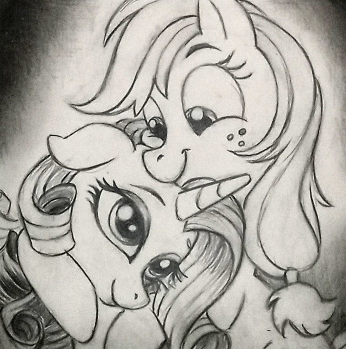 MLP "Friendship Is Hugs" Applejack & Rarity Graphite Drawing