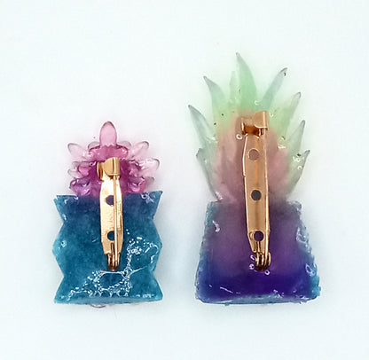 "Succulent Bones" Resin Brooch Set