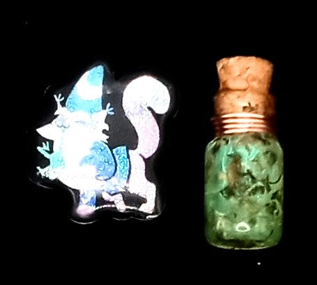 Signed "Frog Finder" Contoured Resin Pin & Potion Set