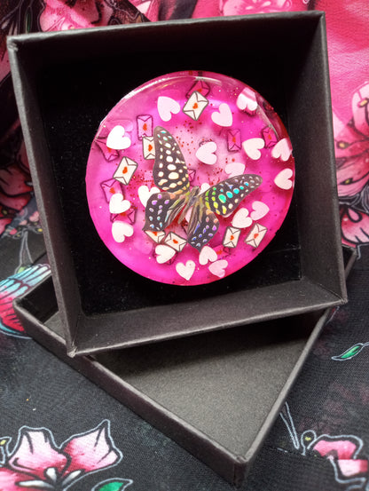 Valentine's Day "Love Bug" Holographic Butterfly Resin Brooch #1