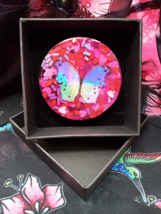 Valentine's Day "Love Bug" Holographic Butterfly Resin Brooch #2