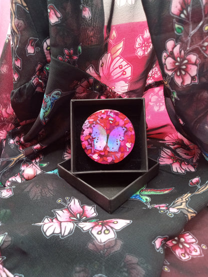 Valentine's Day "Love Bug" Holographic Butterfly Resin Brooch #2