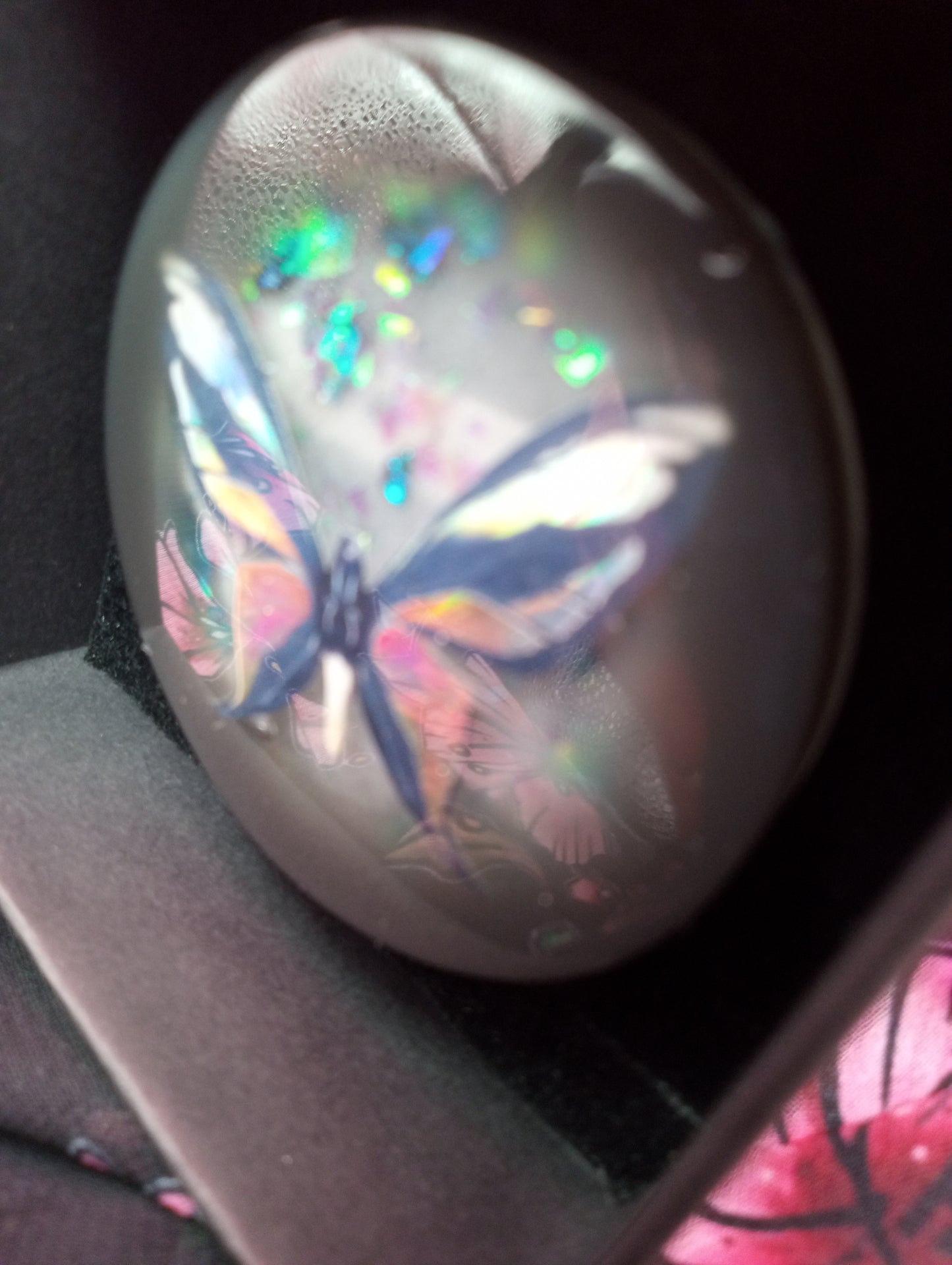Blue Glow 'Holographic Butterfly' Resin Brooch #1