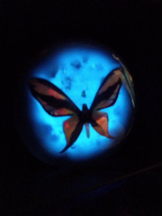 Blue Glow 'Holographic Butterfly' Resin Brooch #1