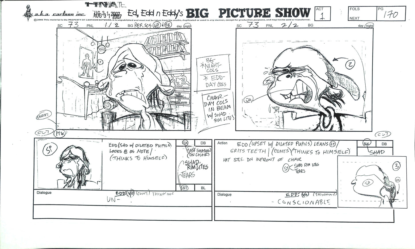 EEnE: Big Picture Show "Double Dee's Goodbye Note" Storyboard 48-Page Section + BONUS HANDDRAWN COVER ARTS!