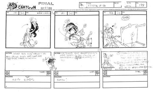 Ed Edd n Eddy "Fistful of Ed" Art + BONUS "Cafeteria Scene" Storyboard 49-Page Section