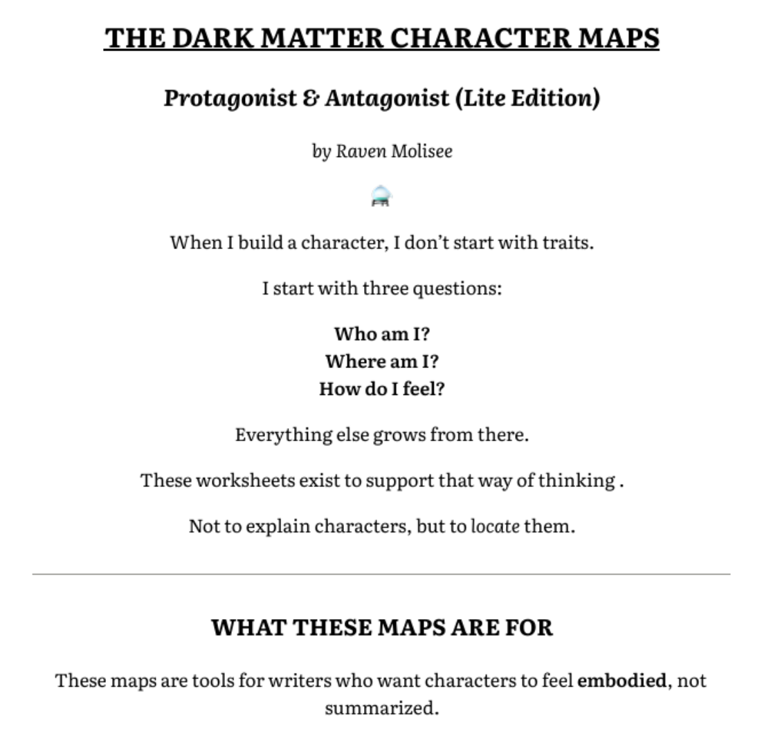 The Dark Matter Character Maps *PDF* Digital Download