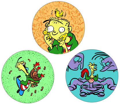 Ed Edd n Eddy "Chicken Enthusiast" Button 3-Pack