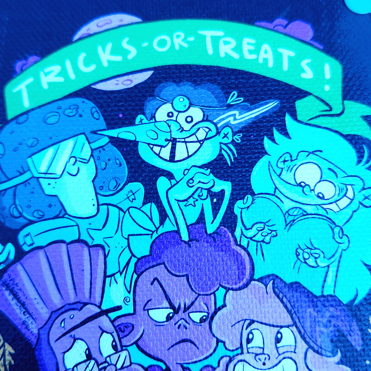 SMALL Halloween "Tricks OR Treats" Wood & Canvas Wall Plaque