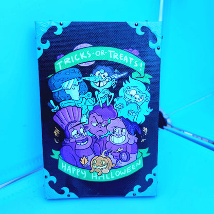 SMALL Halloween "Tricks OR Treats" Wood & Canvas Wall Plaque