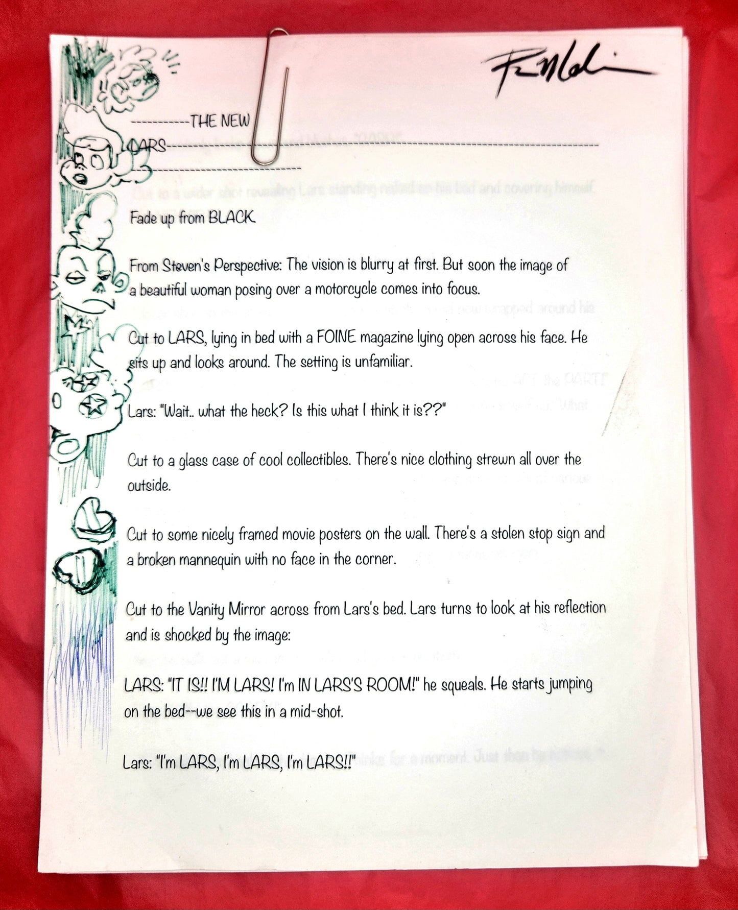 SU - Signed Original Production WRITING Pages- The New Lars (14 pages)