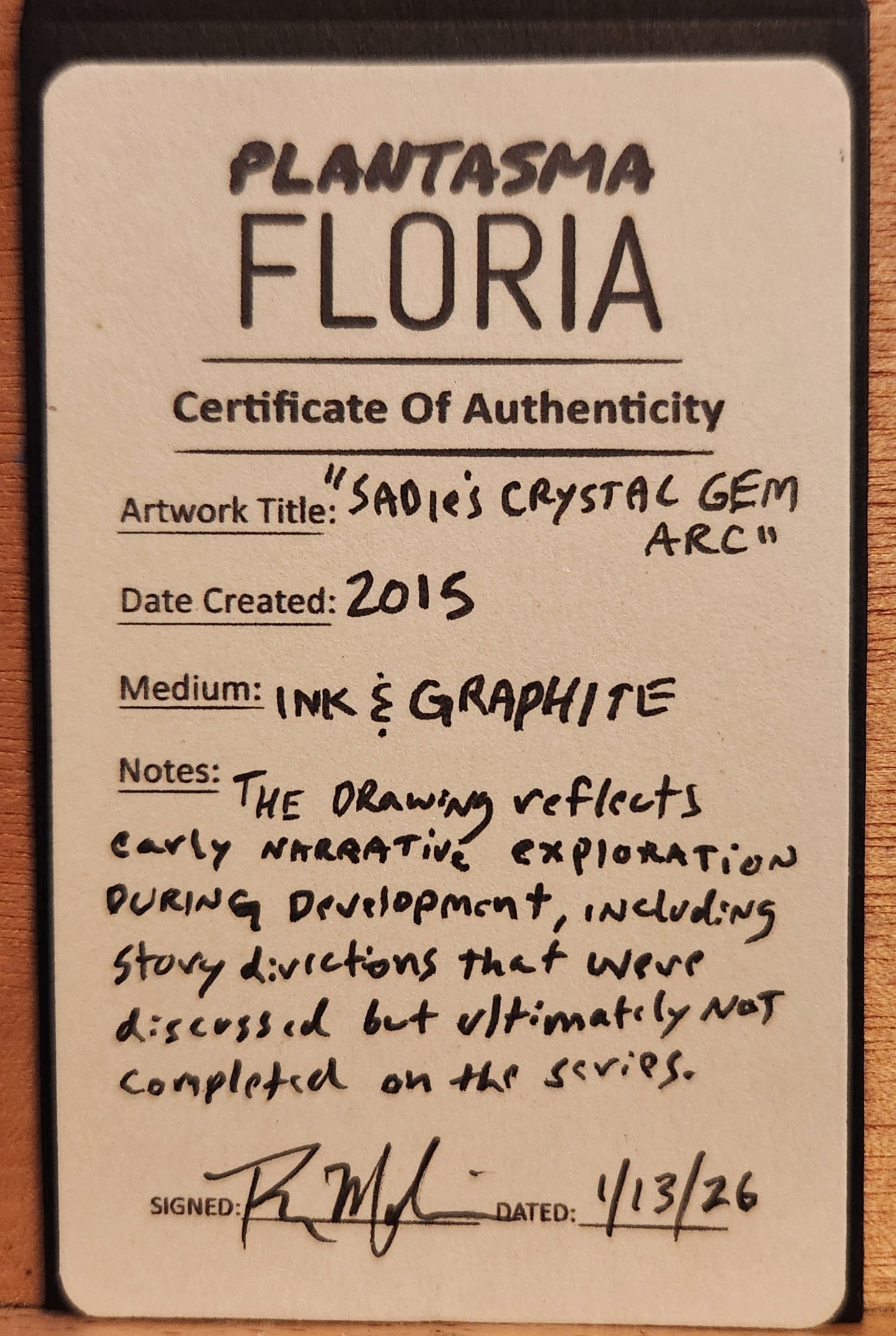 SU "Sadie’s Crystal Gem Arc" Full Original Development Page w/COA