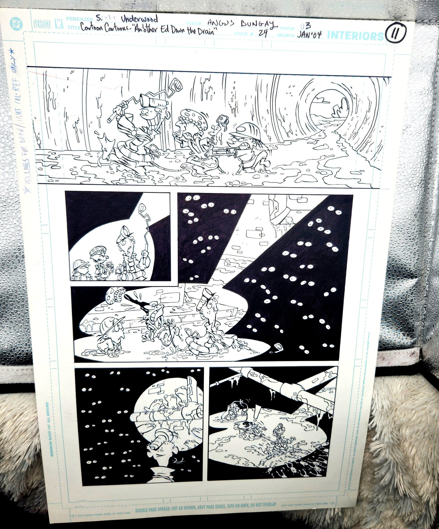EEnE "Another Ed Down The Drain" Original 11 x 17 Inked Comic Page - Cartoon Network Block Party