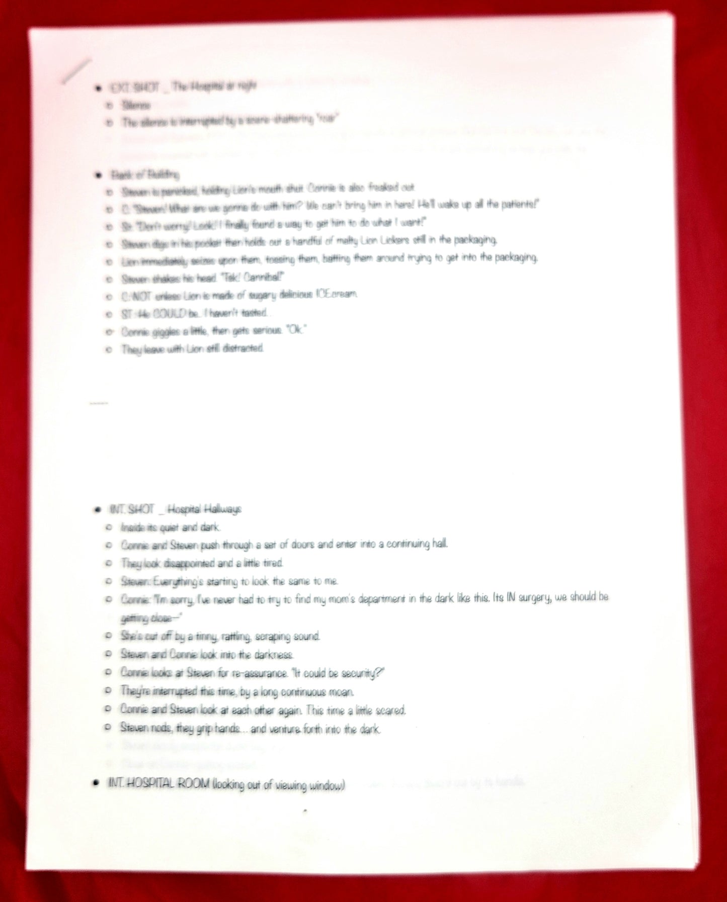 SU Nightmare Hospital: Original Production Writing (4 pages)