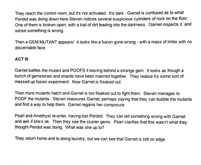 Keeping It Together - 2-page Revised Production Outline Script - Steven Universe