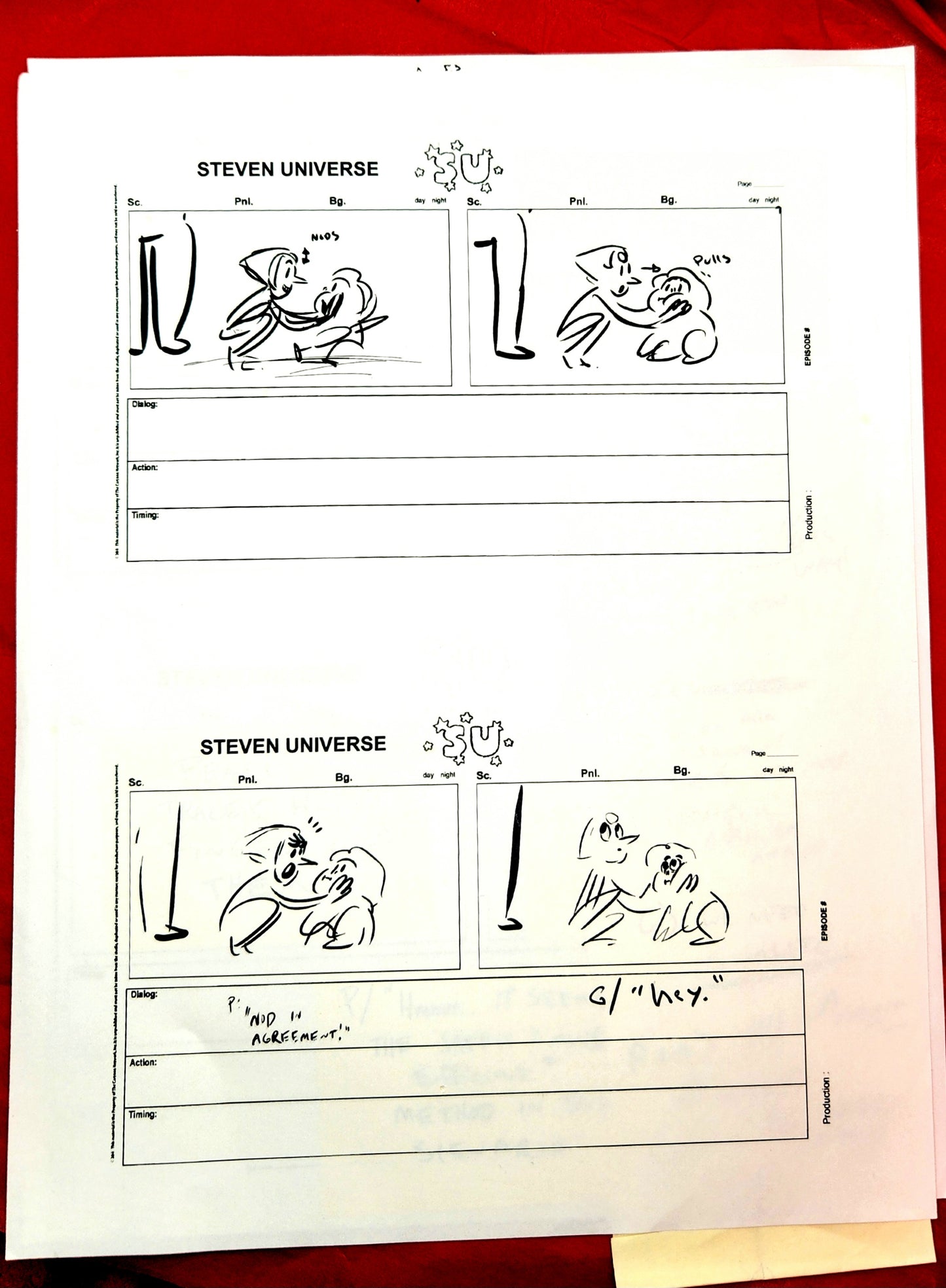 Steven Universe  - "Warp Tour" rough storyboards w/Rebecca Notes (16 pages)