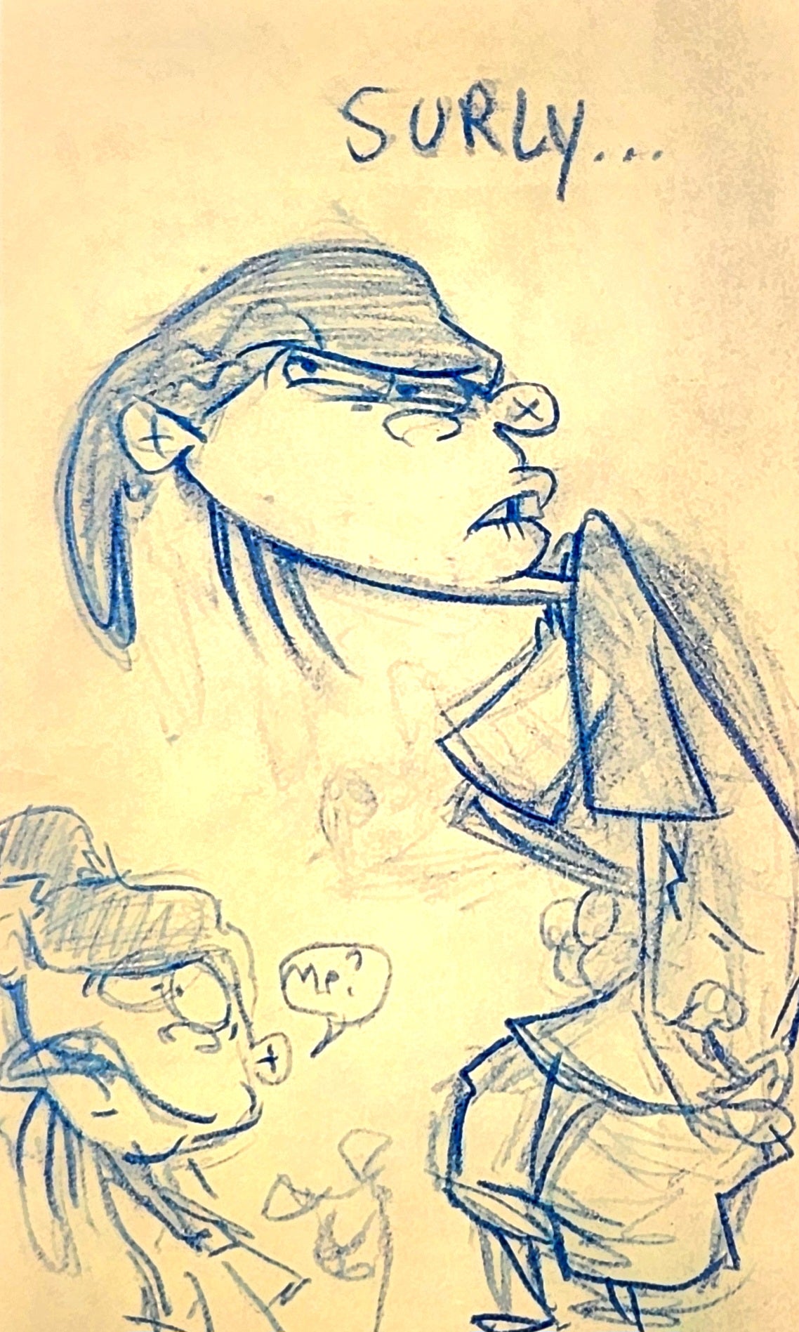 EEnE: "Surly Double Dee" - Blue Pencil Sticky Note