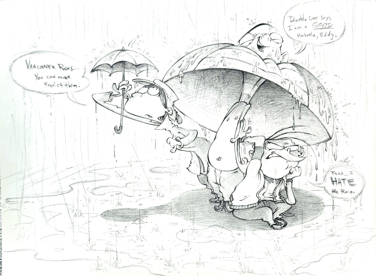Ed Edd n Eddy "Vancouver Rains" Studio-Era Personal Graphite Drawing