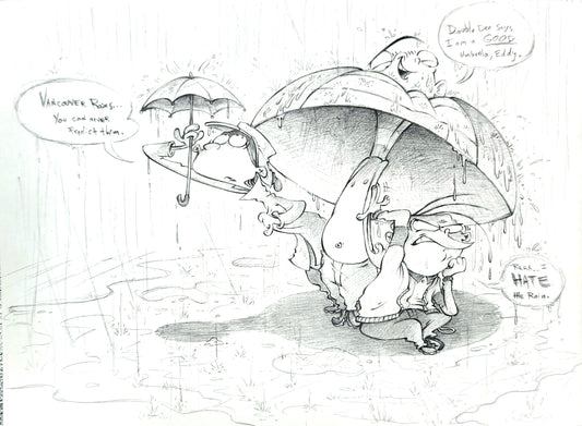 Ed Edd n Eddy "Vancouver Rains" Studio-Era Personal Graphite Drawing