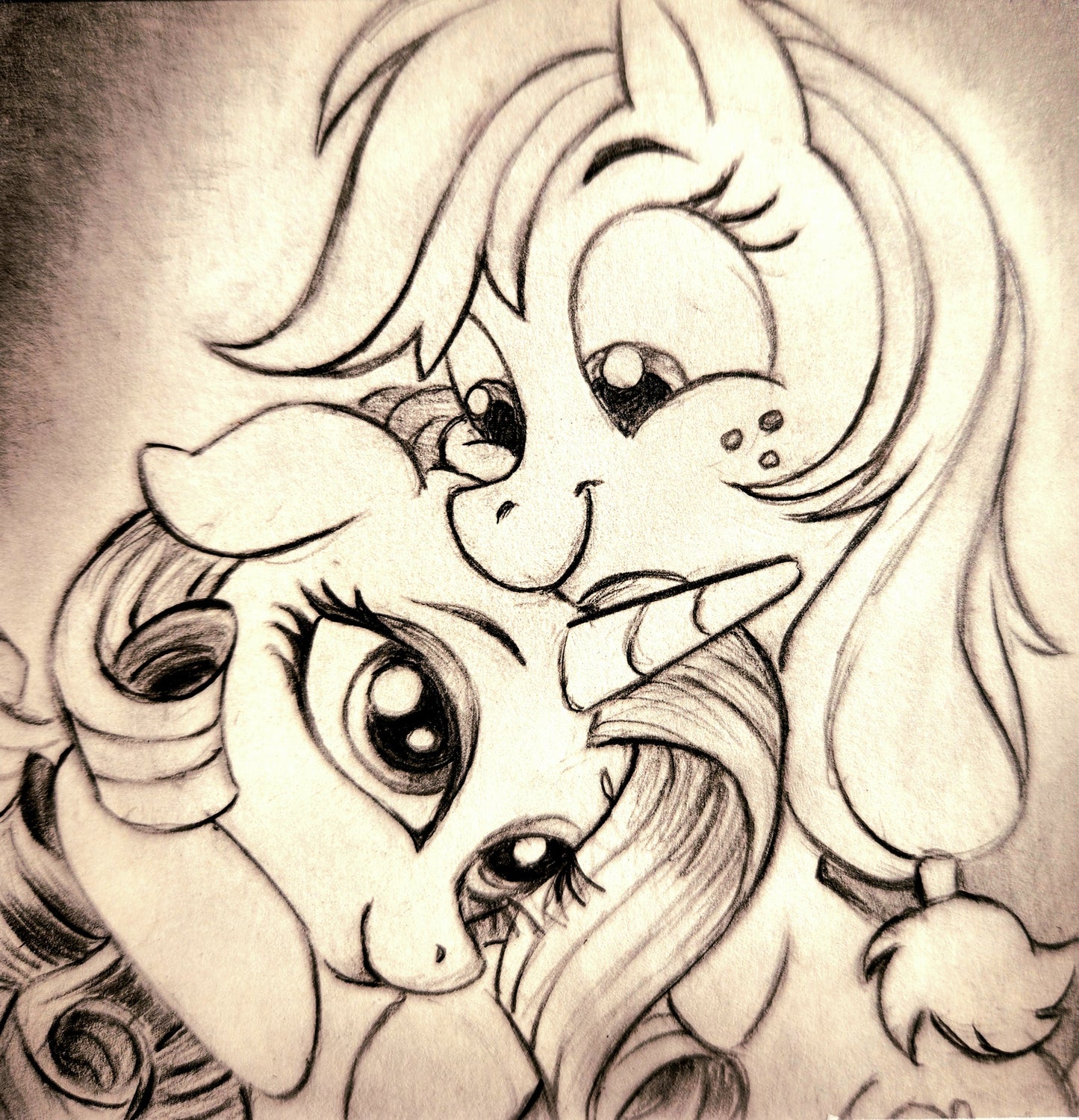 Valentine's Day Drawing - Applejack & Rarity Graphite Drawing