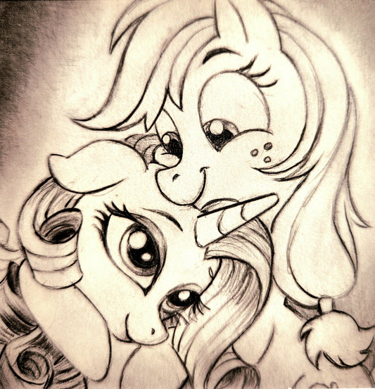 Valentine's Day Drawing - Applejack & Rarity Graphite Drawing