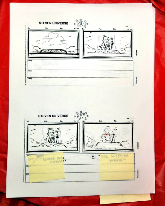 Steven Universe  - "Warp Tour" rough storyboards w/Rebecca Notes (16 pages)
