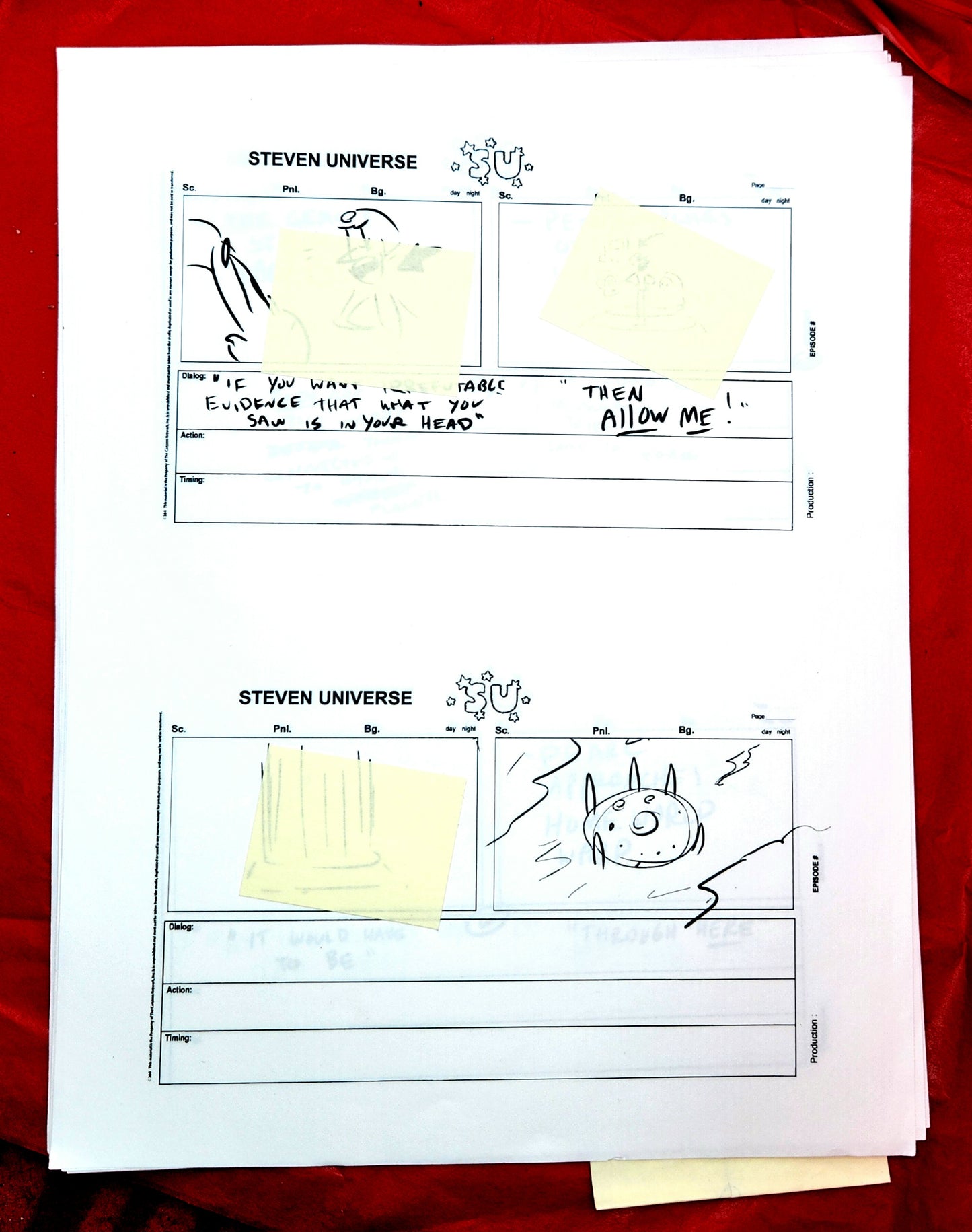 Steven Universe  - "Warp Tour" rough storyboards w/Rebecca Notes (16 pages)