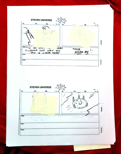 Steven Universe  - "Warp Tour" rough storyboards w/Rebecca Notes (16 pages)