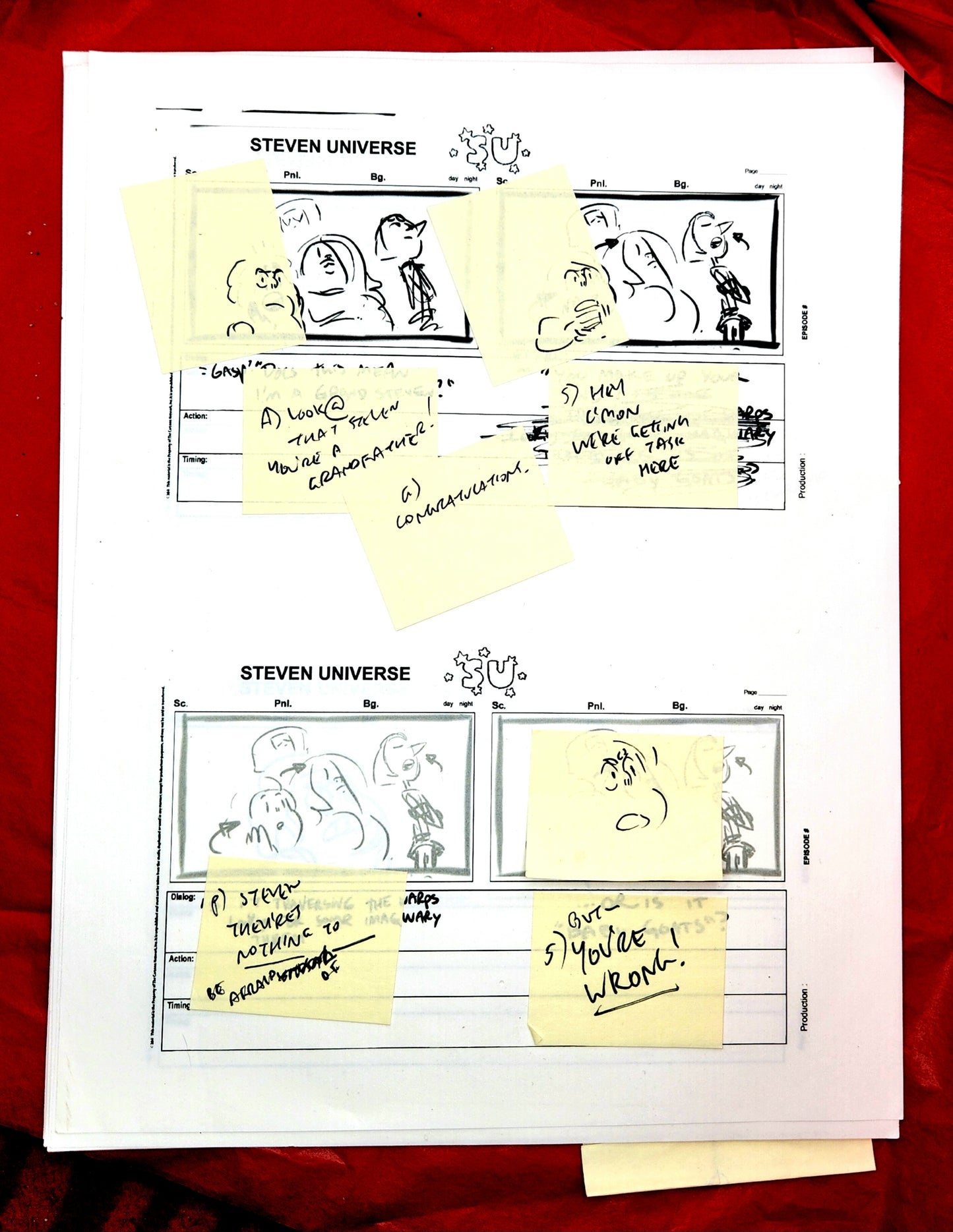 Steven Universe  - "Warp Tour" rough storyboards w/Rebecca Notes (16 pages)