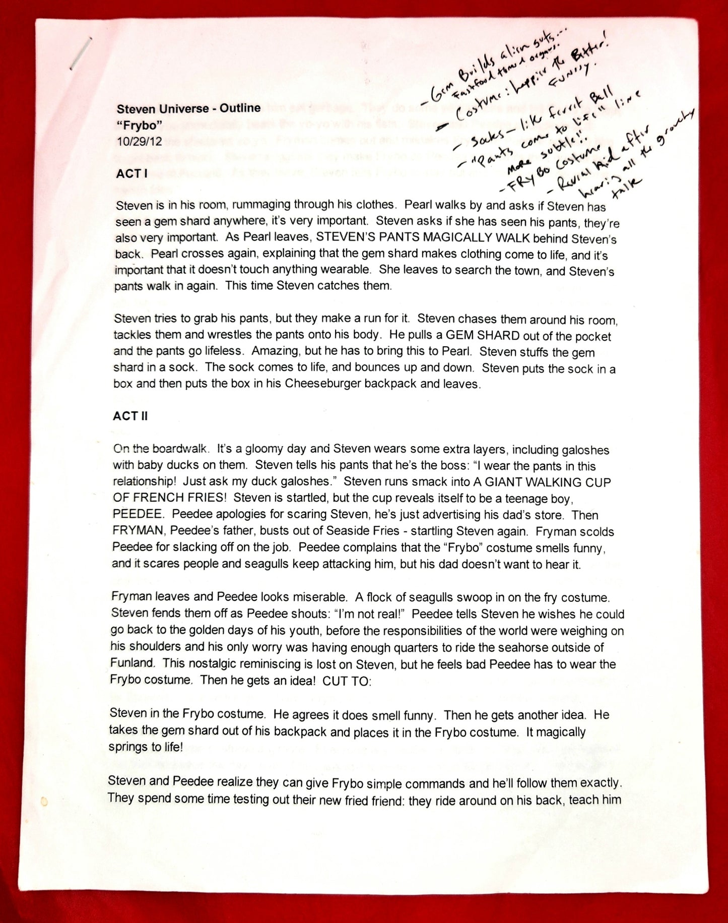 SU Frybo: Original Outline with Notes (signed)