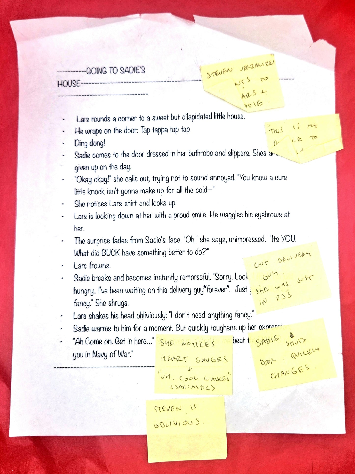 SU - The New Lars Writing w/Rebecca Sugar notes