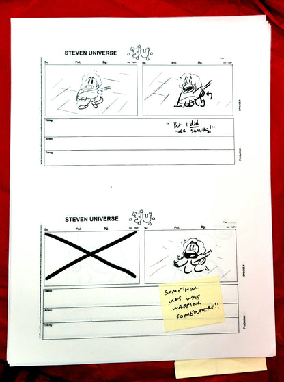 Steven Universe  - "Warp Tour" rough storyboards w/Rebecca Notes (16 pages)