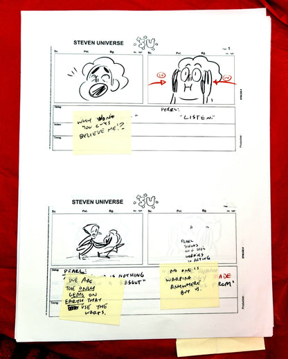 Steven Universe  - "Warp Tour" rough storyboards w/Rebecca Notes (16 pages)