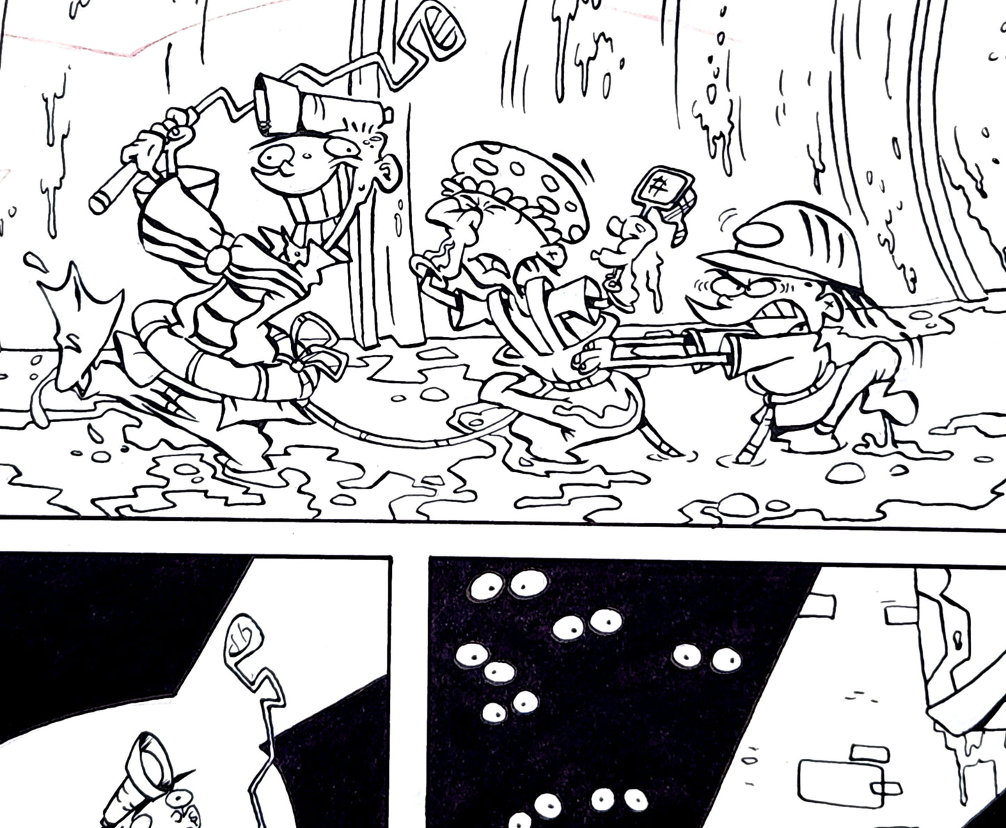 EEnE "Another Ed Down The Drain" Original 11 x 17 Inked Comic Page - Cartoon Network Block Party