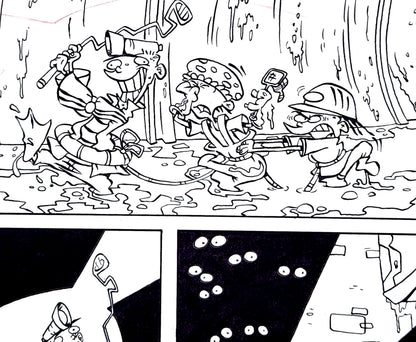 EEnE "Another Ed Down The Drain" Original 11 x 17 Inked Comic Page - Cartoon Network Block Party