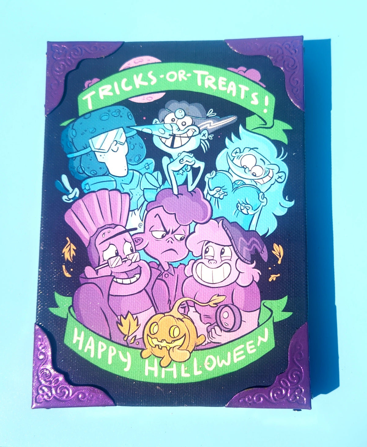 MED Halloween "Tricks OR Treats" Wood & Canvas Wall Plaque