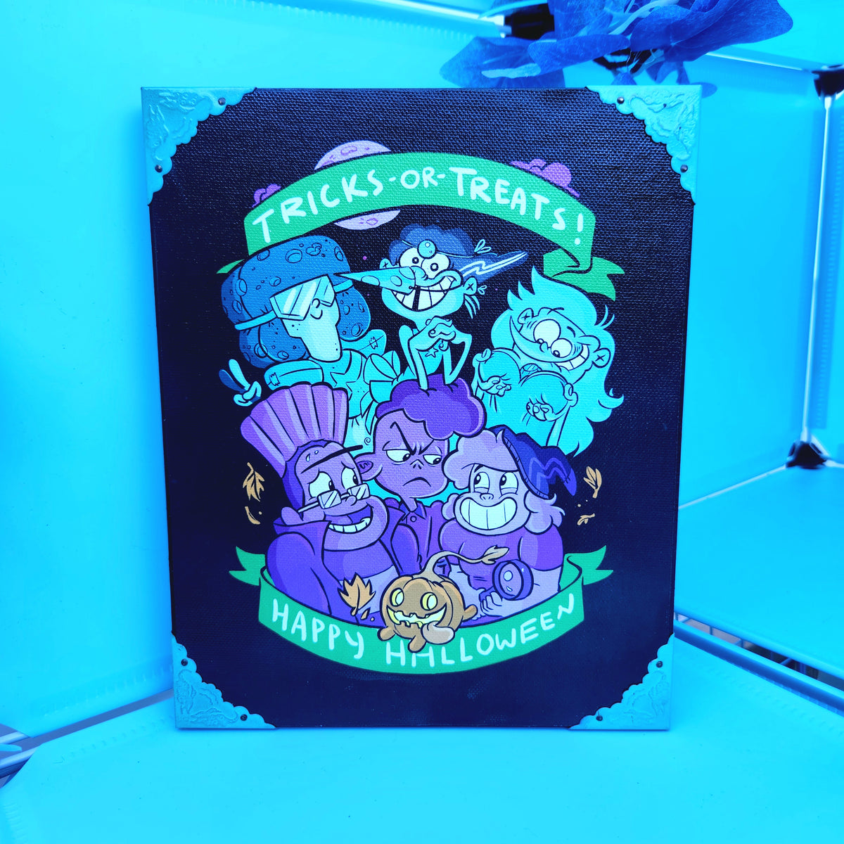 LARGE Halloween "Tricks OR Treats" Wood & Canvas Wall Plaques