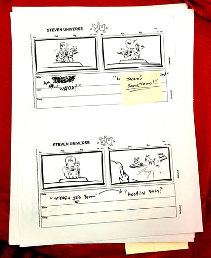 Steven Universe  - "Warp Tour" rough storyboards w/Rebecca Notes (16 pages)