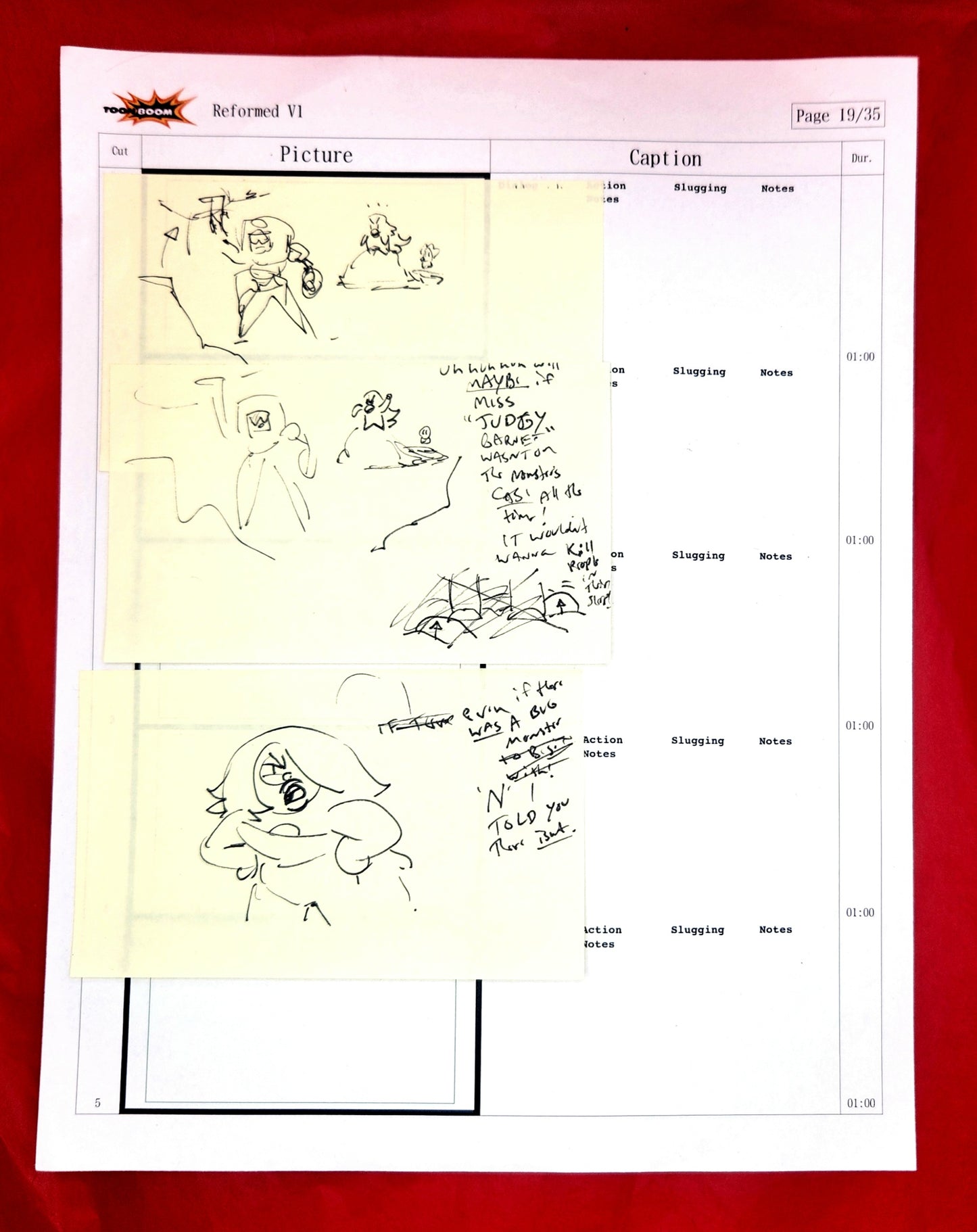 SU Reformed Rough Storyboard #1 Page w/Notes