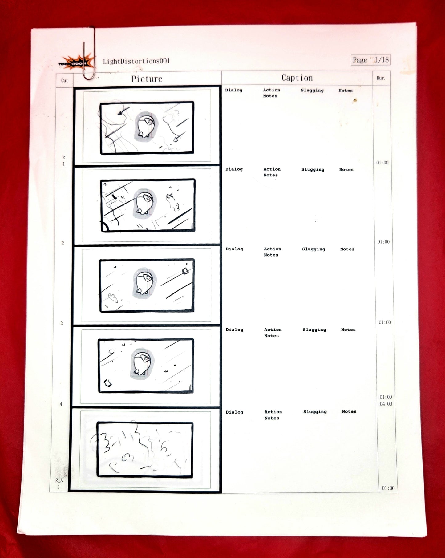 SU - Adventures In Light Distortion: Rough Storyboards (18 pages)