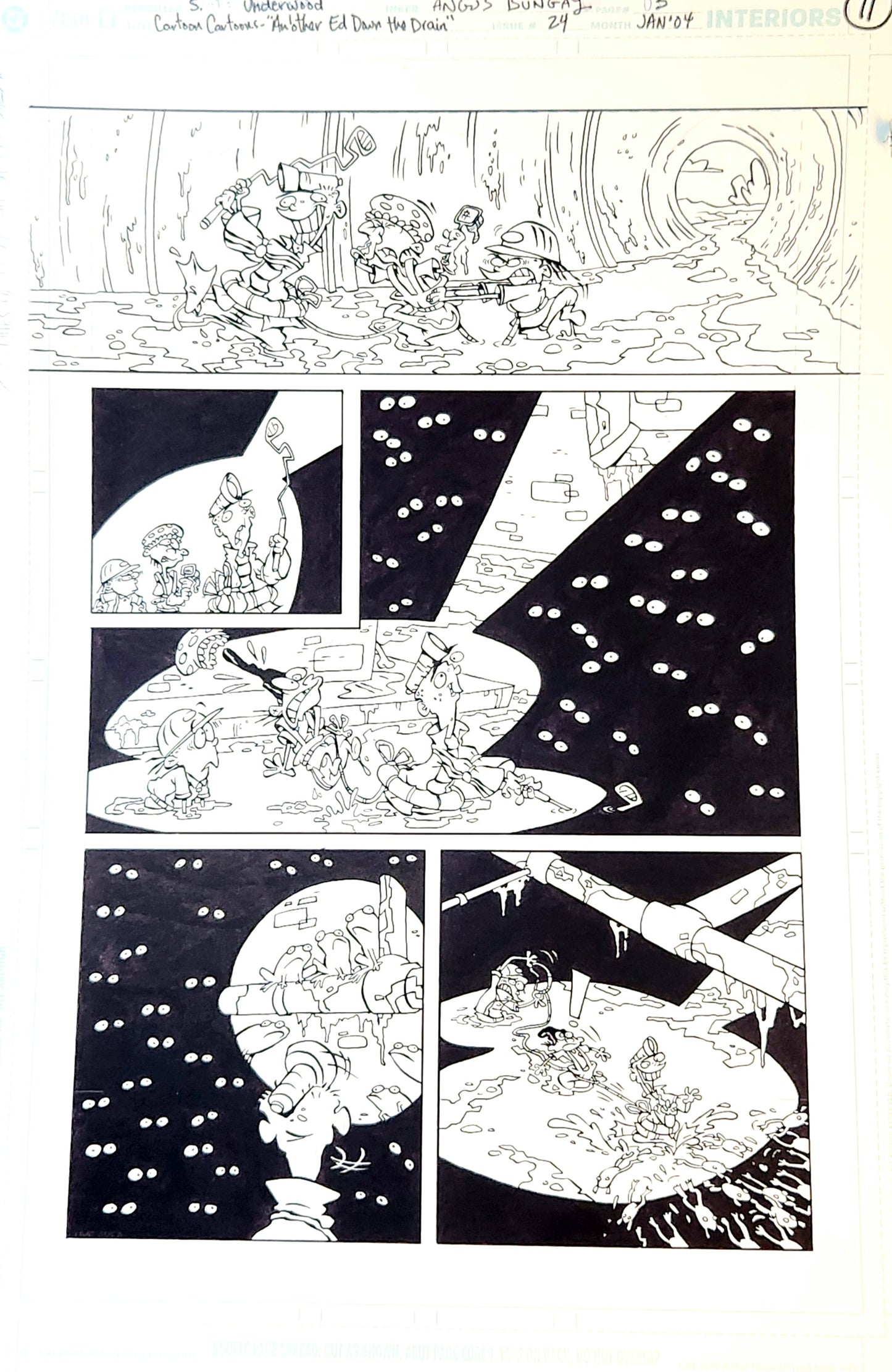 EEnE "Another Ed Down The Drain" Original 11 x 17 Inked Comic Page - Cartoon Network Block Party